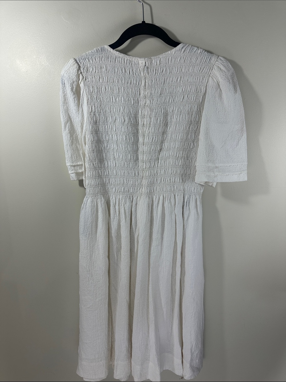 NWT Calvin Klein White Smocked Bodice Puff Short Sleeve Dress size 6 - Picture 6 of 7